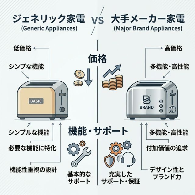 ジェネリックと大手メーカーの比較図解